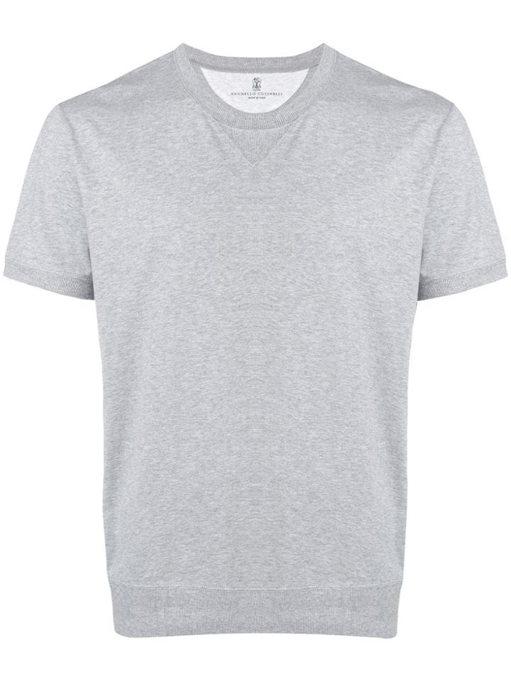 Brunello Cucinelli Ribbed Hem T-shirt - Grey