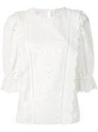 Veronica Beard Lace Panel Blouse - White