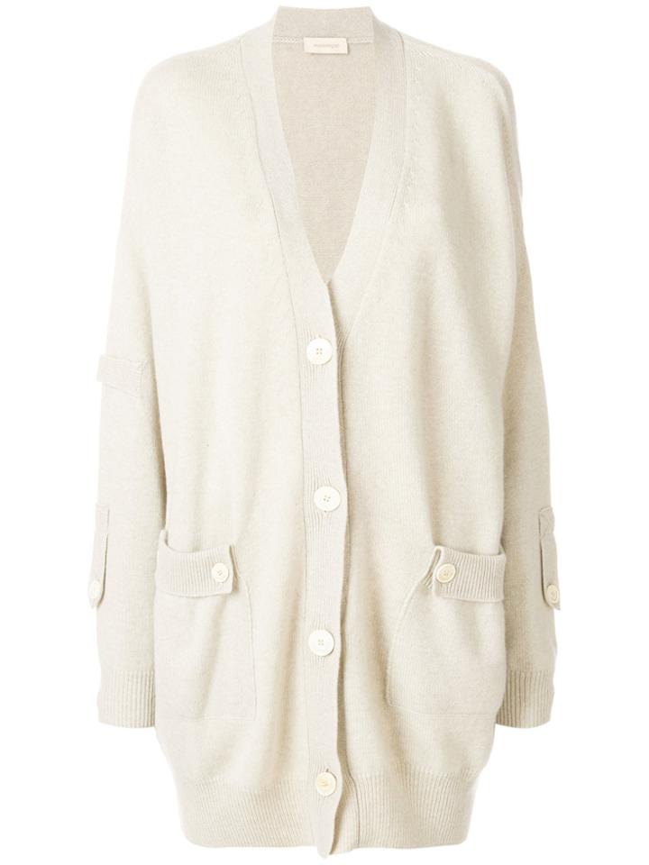 Wunderkind V-neck Long Cardigan - Nude & Neutrals
