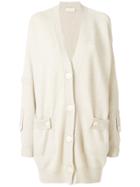 Wunderkind V-neck Long Cardigan - Nude & Neutrals