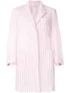 Thom Browne Single Breasted Sack Overcoat In Tulle Seersucker