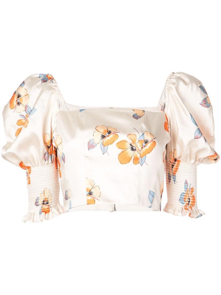 Nicholas Floral Print Crop Top - Neutrals