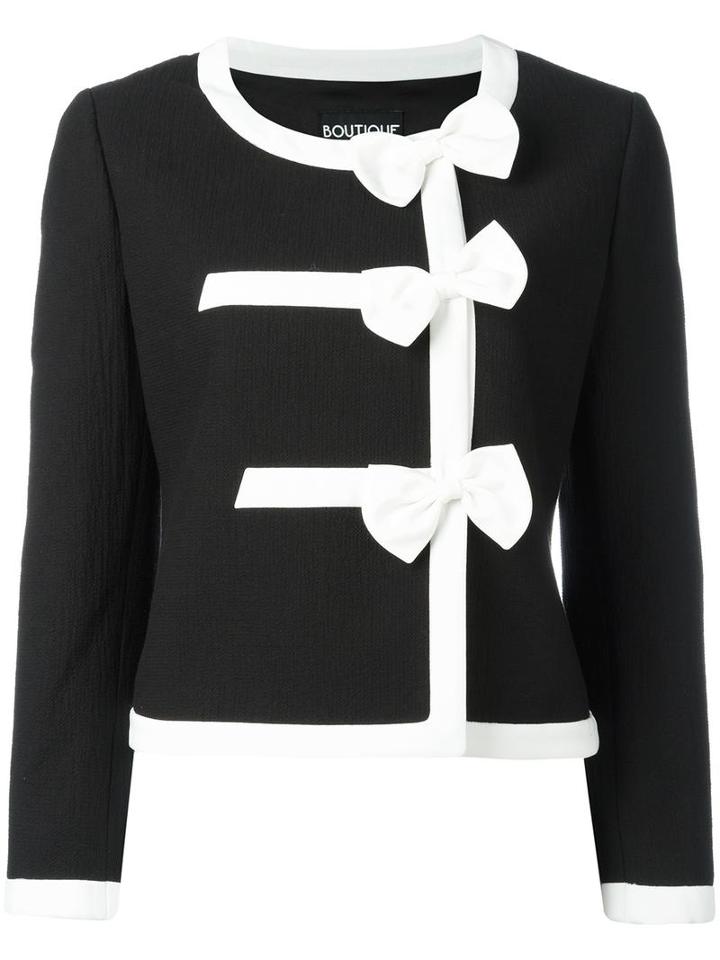 Boutique Moschino Bow Detail Jacket, Women's, Size: 40, Black, Cotton/polyester/acetate/other Fibers