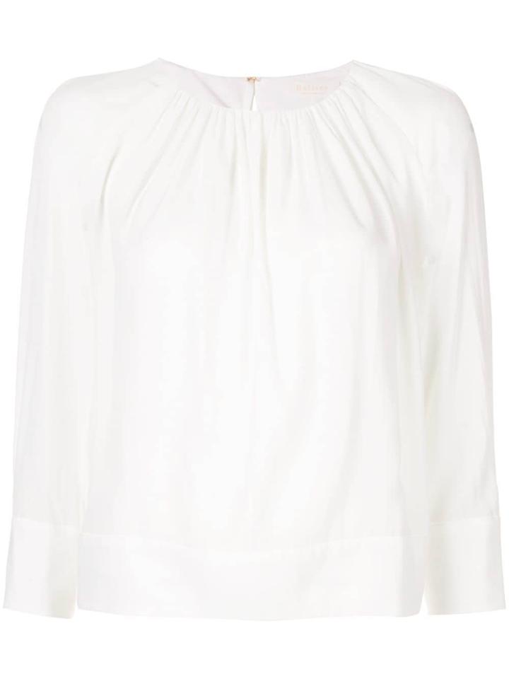 Ballsey Gathered Neck Cropped Blouse - White