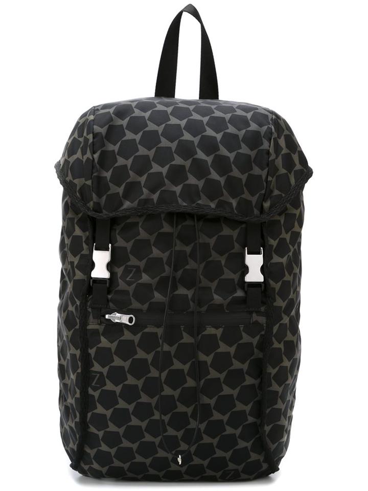 Z Zegna Pentagon Print Backpack, Green, Nylon