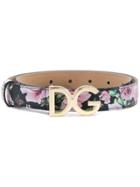 Dolce & Gabbana Rose Print Belt - Black