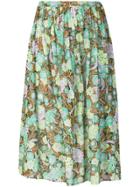 Givenchy Vintage 1980's Floral Print Skirt - Green