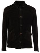 Giorgio Brato Button Up Leather Jacket, Men's, Size: 54, Black, Silk/spandex/elastane/leather