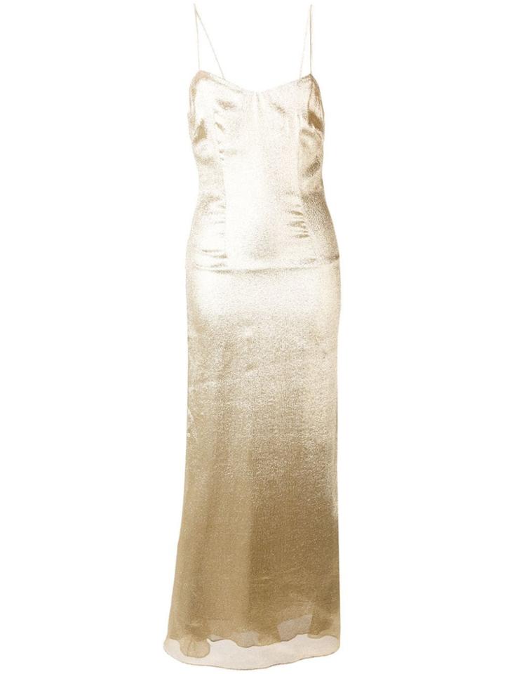 De La Vali Glitter Effect Long Dress - Gold