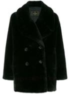 Fendi Pre-owned Logo Fake Fur Coat - Black