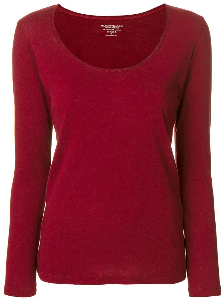 Majestic Filatures Scoop Neck Top - Red