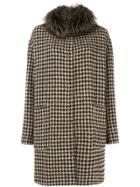 Manzoni 24 Houndstooth Fitted Coat - Brown