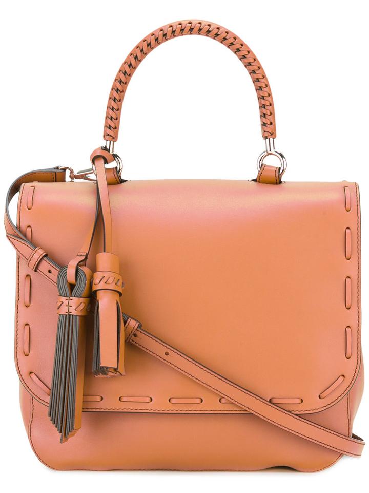 Max Mara Tassel Detail Tote, Women's, Brown, Calf Leather