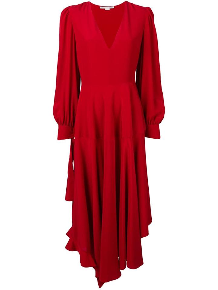 Stella Mccartney Deep V Asymmetric Hem Dress - Red