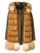 Liska Fox Fur Trim Padded Gilet - Neutrals