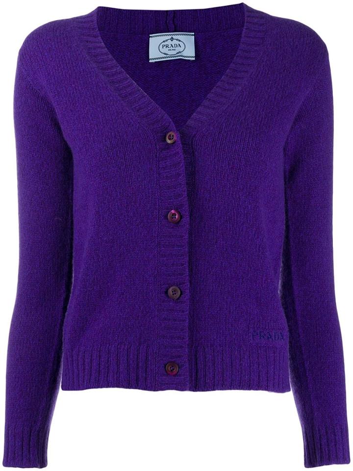 Prada V-neck Cardigan - Purple