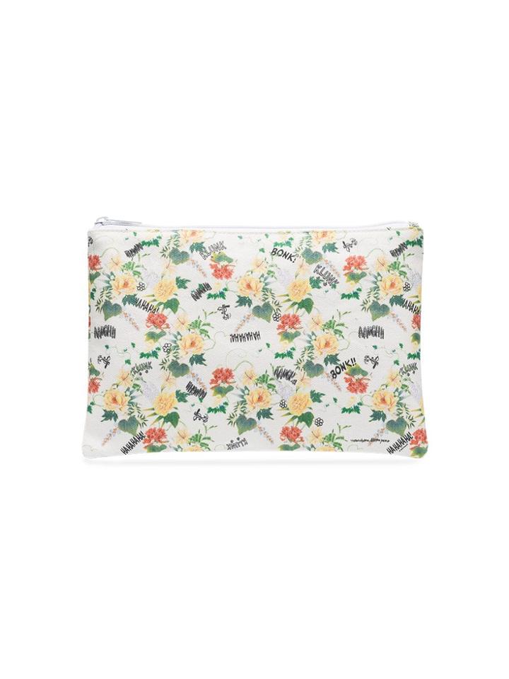Private Label White Floral Print Pouch