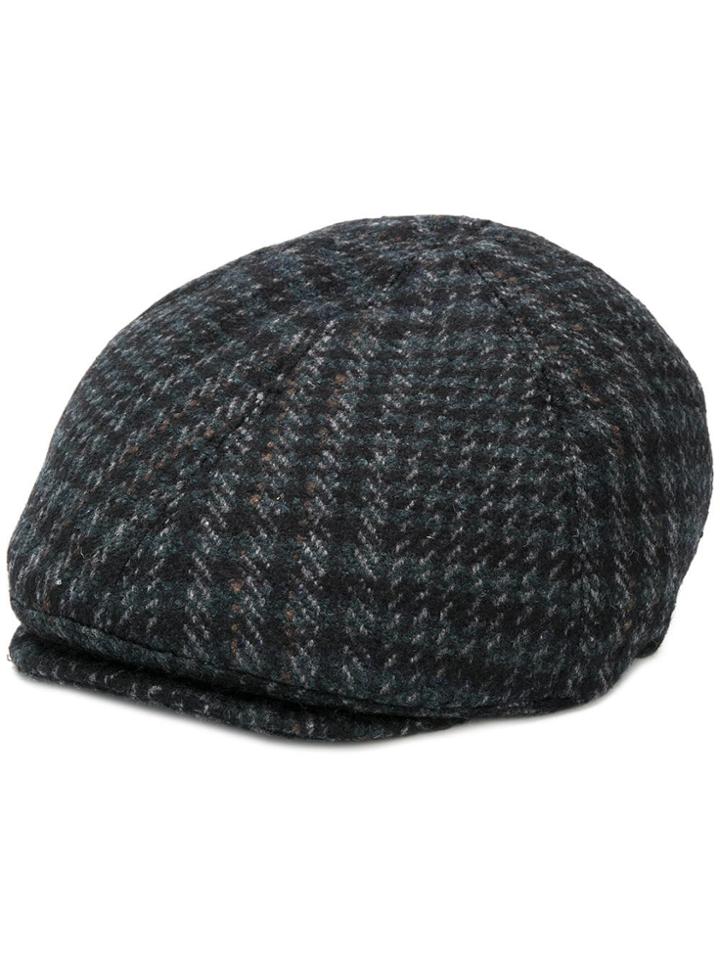 Corneliani Checked Flat Cap - Black