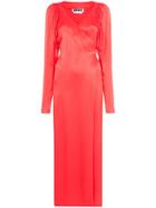 Rotate V-neck Tie Waist Wrap Dress - Red