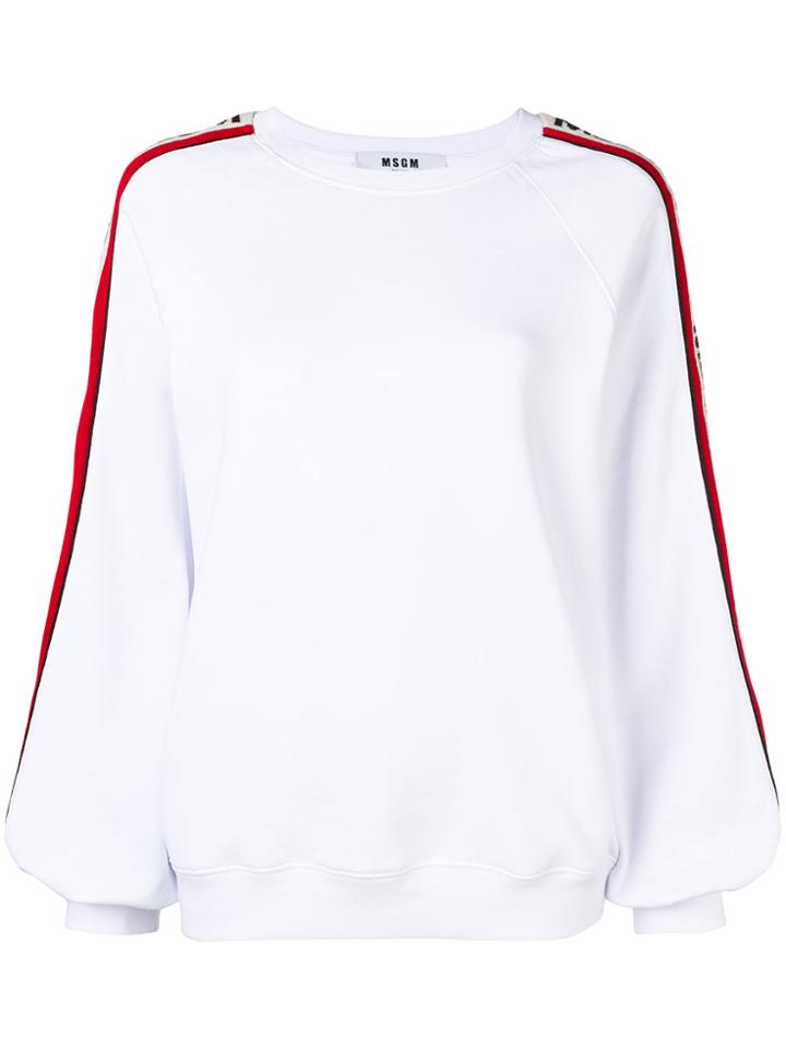 Msgm Logo Stripe Detail Jumper - White