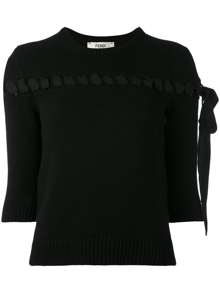 Fendi - Embellished Pullover - Women - Cotton/viscose/cashmere - 40, Black, Cotton/viscose/cashmere