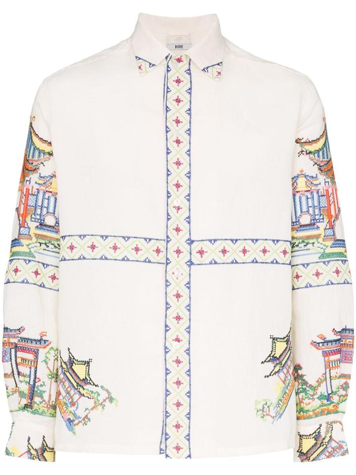 Bode Jaipur Embroidered Shirt - Neutrals