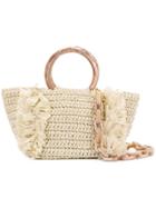 Carolina Santo Domingo Embroidered Top-handle Tote - Nude & Neutrals