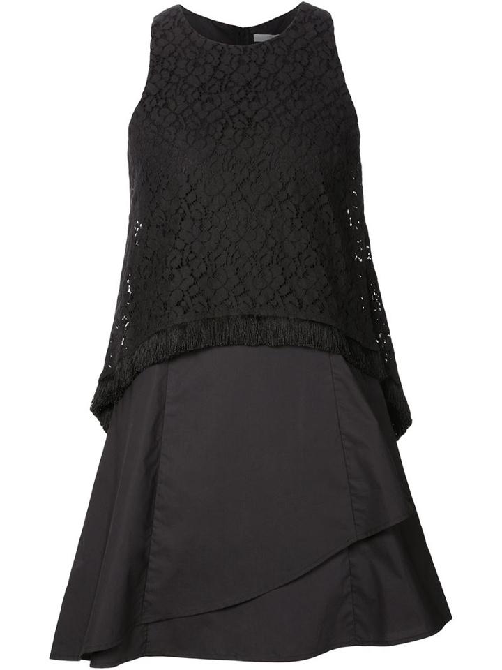 Derek Lam 10 Crosby Sleeveless Layered Dress, Women's, Black, Cotton/polyamide