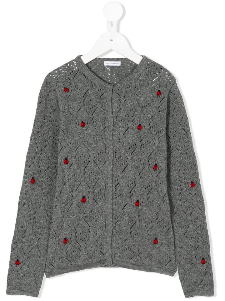 Dolce & Gabbana Kids - Ladybugs Cardigan - Kids - Silk/polyamide/viscose/wool - 8 Yrs, Grey