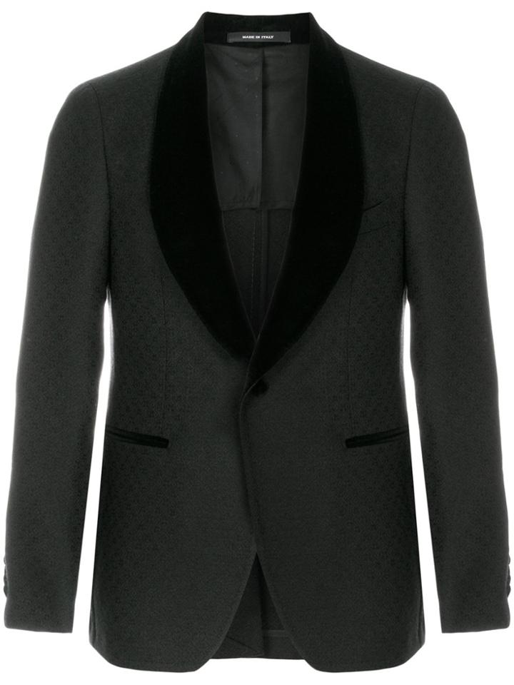 Tagliatore Velvet Trim Smoking Jacket - Black