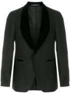 Tagliatore Velvet Trim Smoking Jacket - Black