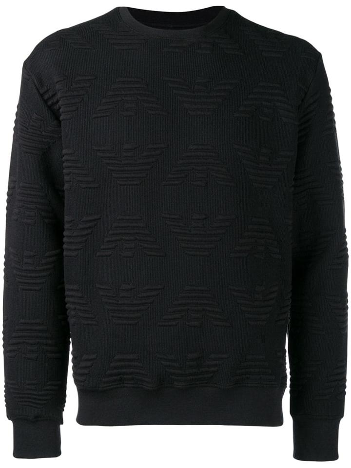 Emporio Armani All Over Logo Sweatshirt - Black
