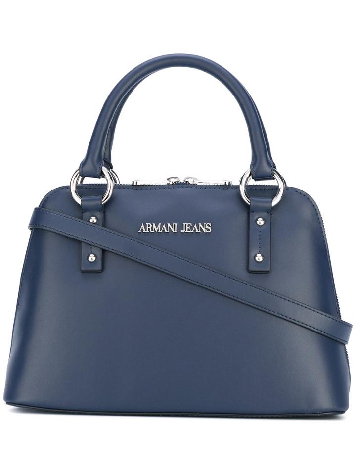 Double Handles Small Tote - Women - Polyurethane - One Size, Blue, Polyurethane, Armani Jeans