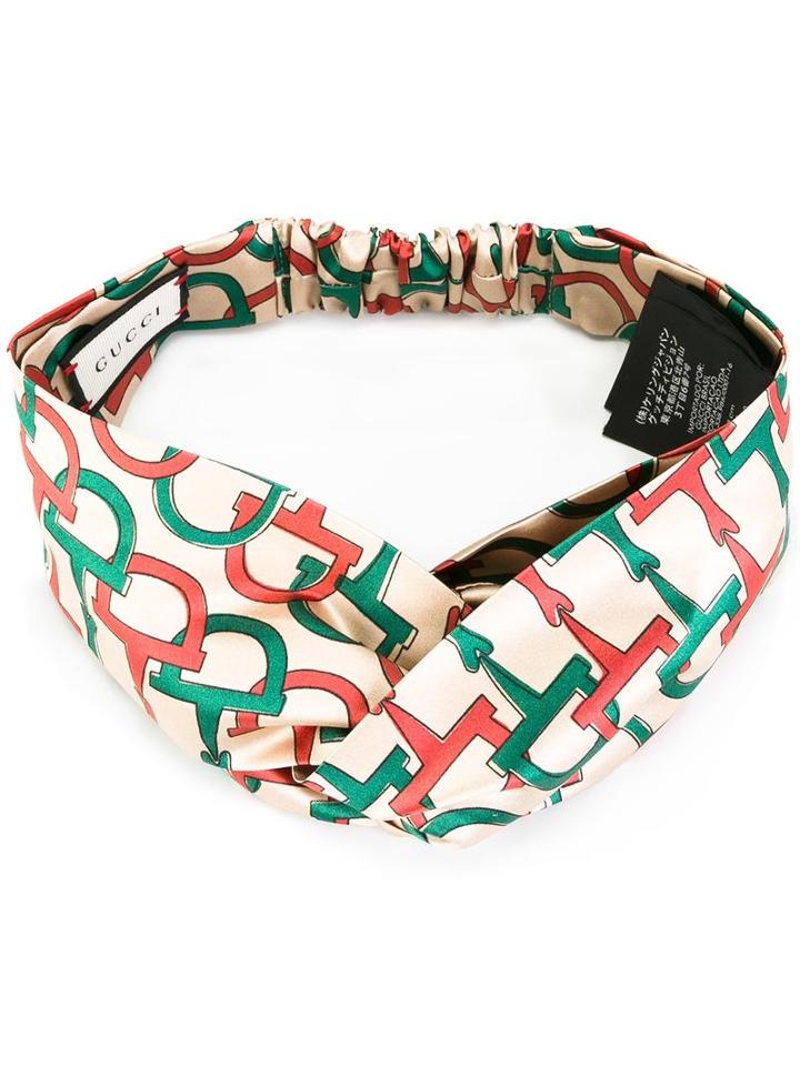 Gucci Horsebit Print Headband, Women's, Green, Silk