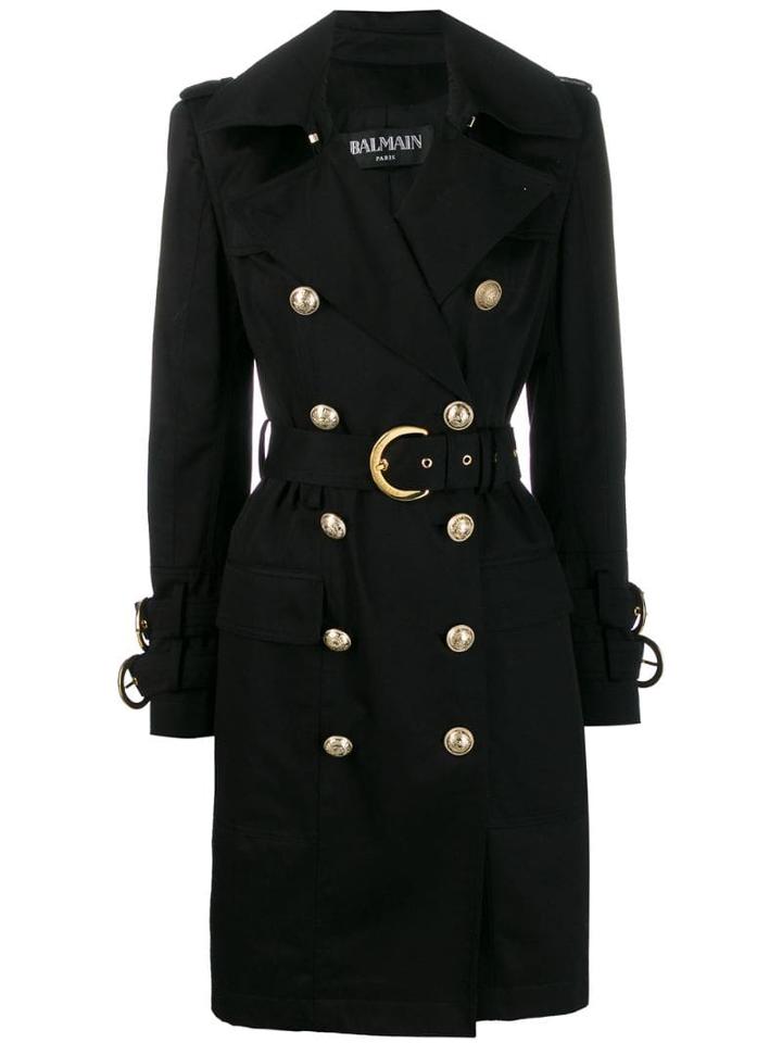Balmain Double-breasted Trench Coat - Black