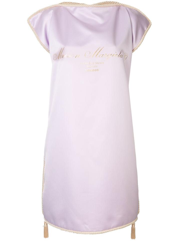 Mm6 Maison Margiela Gold Logo Print Shift Dress - Purple