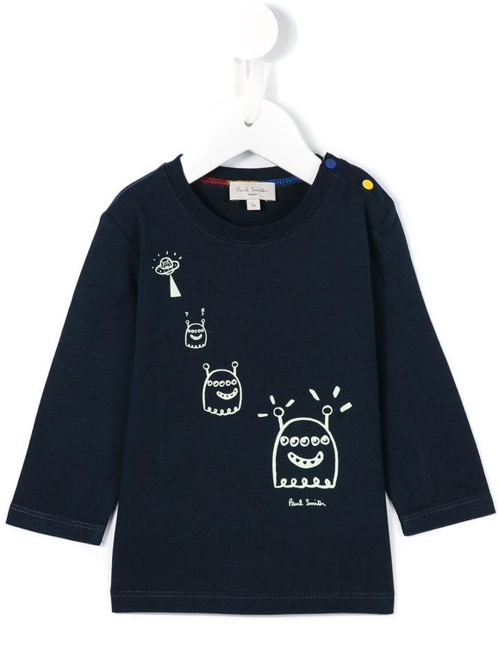 Paul Smith Junior - Alien Glowing Print T-shirt - Kids - Cotton - 6 Mth, Blue