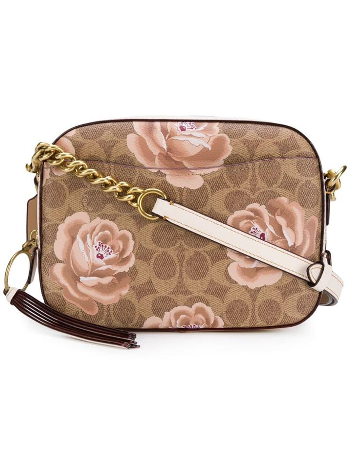 Coach Rose Print Camera Bag - Brown