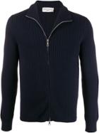 Officine Generale Ribbed Roll Neck Zipped Cardigan - Blue