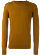 Roberto Collina Crew Neck Sweater, Men's, Size: 50, Yellow/orange, Merino
