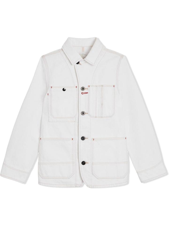Burberry Kids Teen Topstitched Denim Jacket - White