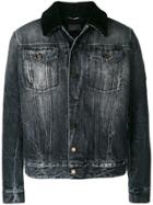 Saint Laurent Sheepskin Collar Denim Jacket - Black