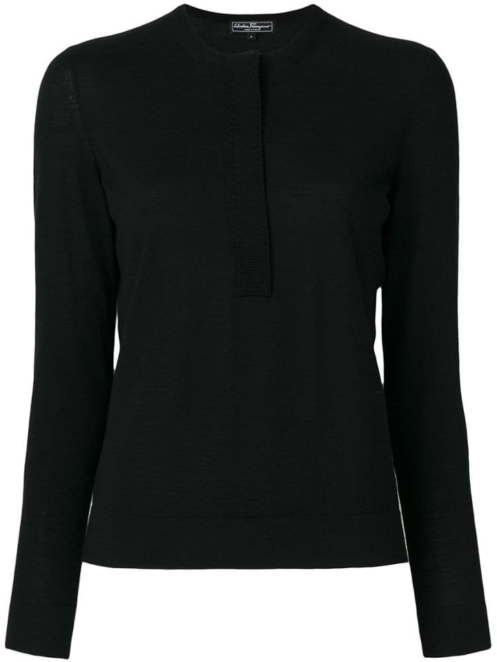 Salvatore Ferragamo Front Placket Jumper - Black