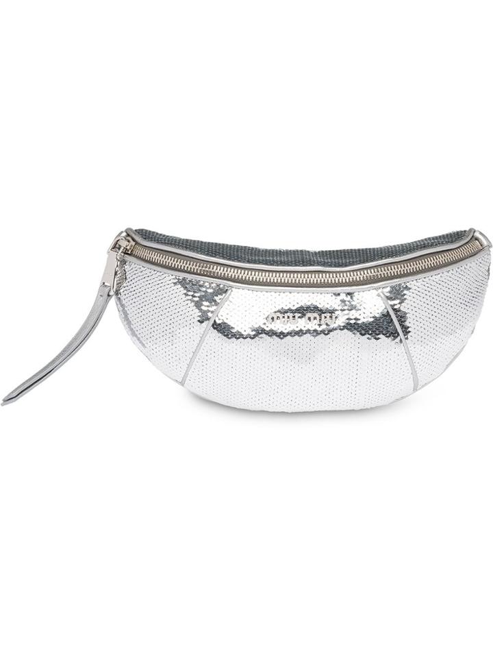 Miu Miu Sequin Belt Bag - Silver