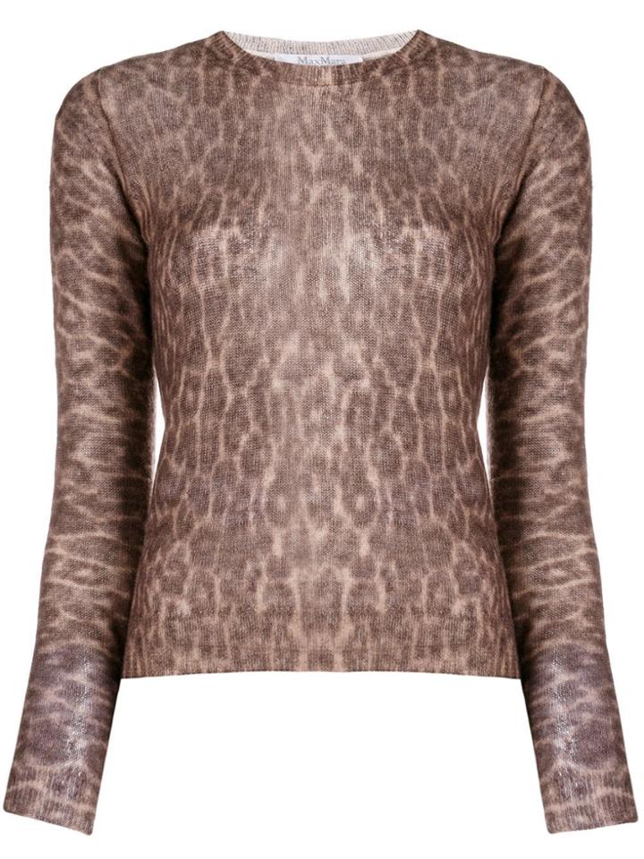 Max Mara Leopard Print Knitted Top - Brown