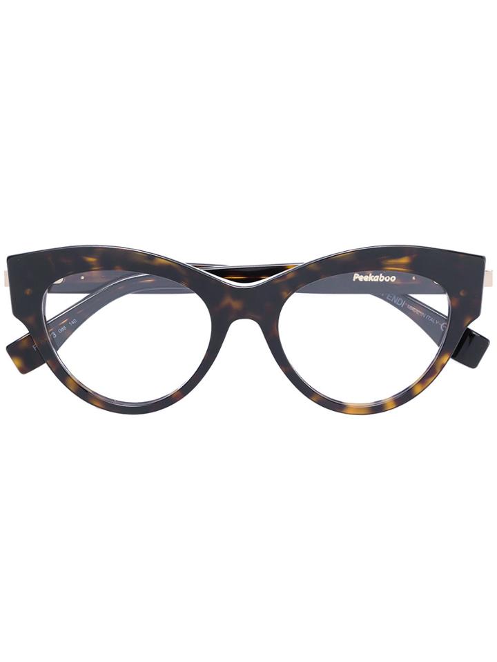 Fendi Eyewear Tortoiseshell Cat Eye Glasses - Brown