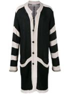 Yohji Yamamoto Stripe Knitted Cardigan, Men's, Size: 3, Black, Rayon/linen/flax/cotton