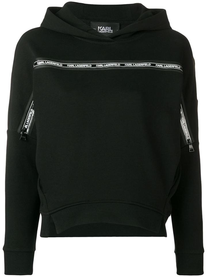 Karl Lagerfeld Logo Printed Hoodie - Black