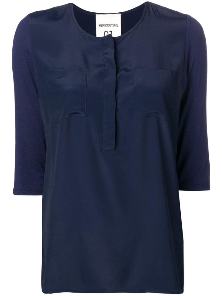Semicouture Chest Pocket Blouse - Blue