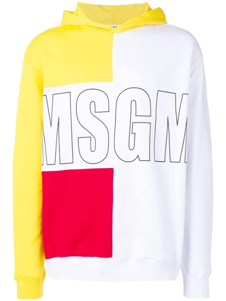 Msgm Colour-block Hoodie - White